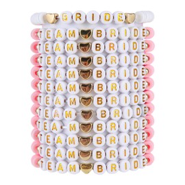 12 PCS Team Bride Bracelets, 1 bridal bracelet and11 bridesmaid bracelets, Hen Party Bracelet Premium Soft Clay and Acrylic Beaded, Bridesmaid Team Bride Gift, Suitable for Wedding Bachelorette Party