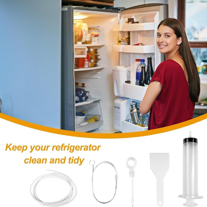 Refrigerator Cleaning Set, 5-Piece Fridge Drain Cleaning Brush, Ice Scraper,