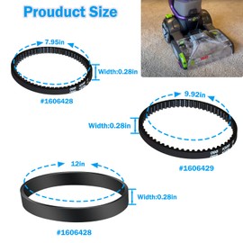 3 Pack Vacuum Belts Replacement for Bissell ProHeat 2X Revolution Pet Pro Cleaner, Vacuum Cleaner Belts Replace Part Number 1611129, 1611130, 1606428, Fit Models: 1986, 1964, 2007, 2007P Series