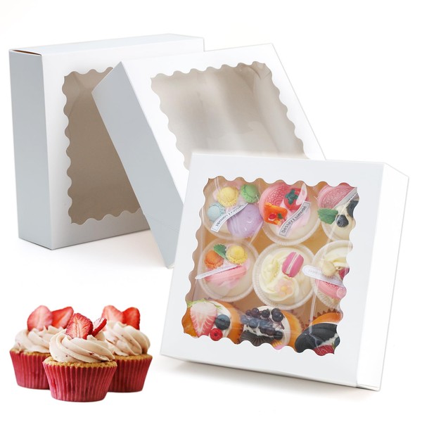 PFAMKEER PFAMKEER 40 pcs 8x8x2.5 Inches Cake Box with Window,
