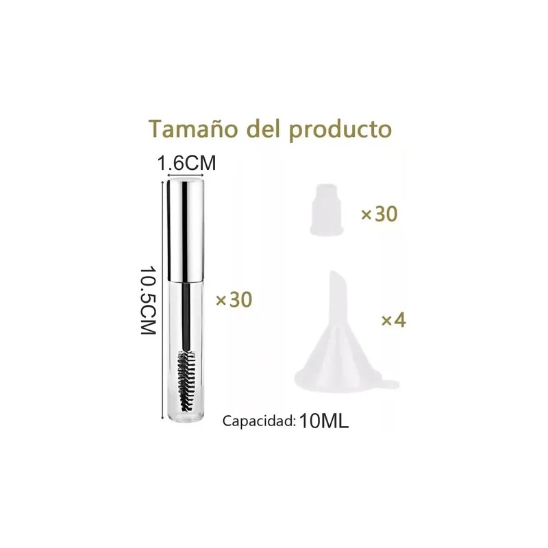 30 Envases Rimel Vacío 10ml Caja Pestañas Cepillosaccesorio