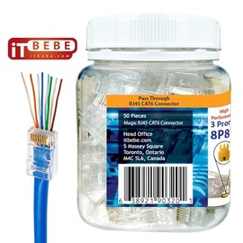 Gold Plated EZ RJ45 Cat6 Connector by itbebe Connector (Cat6/ 50 Pieces)