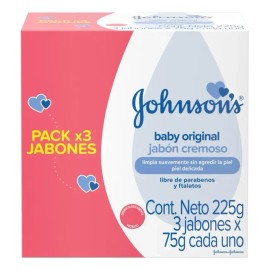 Jabón en barra para bebé Johnson's Original 75g 3-pack