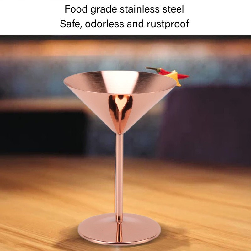 Stainless Steel Martini Glasses Fine Polish Rustproof Elegant Modern Martini