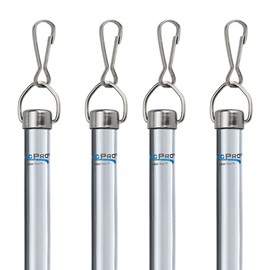 RecPro Drapery Pull Rod | Curtain Rod | Acrylic Wand | 1/2" x 36" | Includes Stainless Steel Snap Hooks | Acrylic Curtain Rod (4)