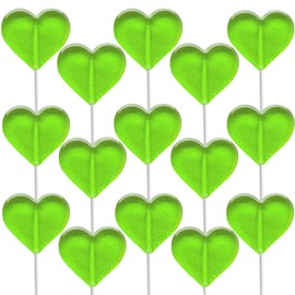 Fruidles Lollipops Mini Heart Shaped 30 Lollipops, Green Apple Flavored Delicious Lollipop, Individually Wrapped, 5g Lollipop