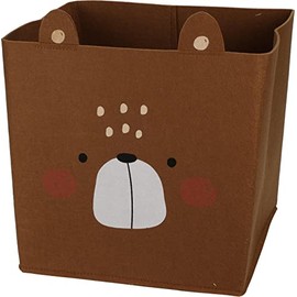 MIJOMA Children's Storage Box, Toy Box for Children's Room (30 x 30 x 30 cm), Foldable, with Motif (Brown - Bear)