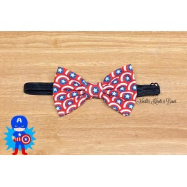 Handmade Captain America Superhero Bow Tie Adjustable Strap, Patriotic, Avengers, Comics