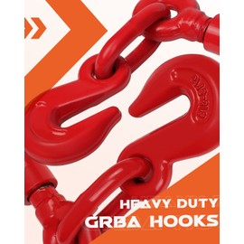 Chain Binder 5/16-3/8 Inch Ratchet Load Binder Working Strength up to 5400 lbs, Breaking Strength up to 19000 lbs, Adjustable Length, Ratchet Chain Binder for Tie Down, Hauling, 2-Pack in Red