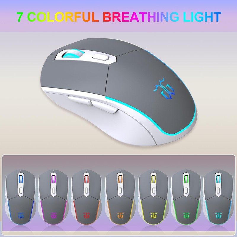 Snpurdiri 60% Wireless Gaming Keyboard and Mouse Combo,Rainbow Backlit Rechargeable