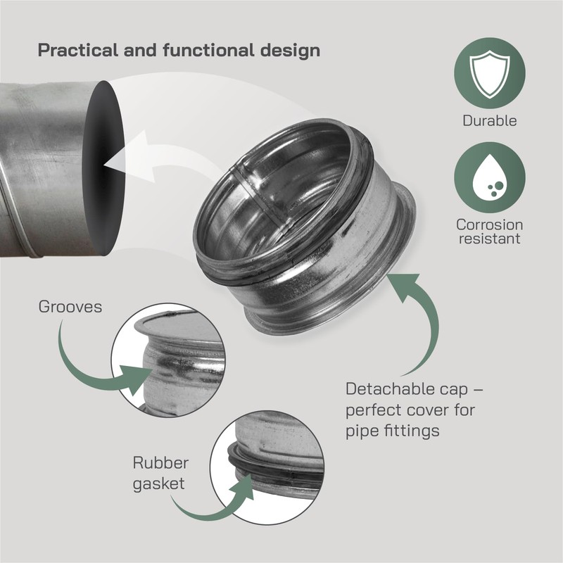 Vent Systems 4" Galvanized Steel Duct End Cap with Rubber