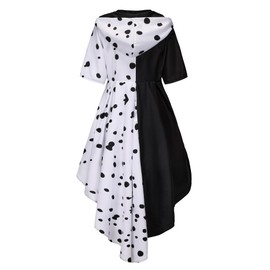 Mecamelon 13Pcs Women's Dalmatian Black and White Costume Dress with Wig Gloves Accessories Party Outfit (White, XXX-Large)