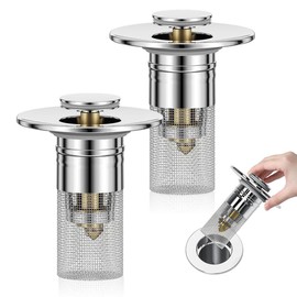 Bathroom Sink Stopper for 1.1-1.45 Inch, Pop Up Sink Drain Filter with Removable Stainless Steel Filter Basket Hair Catcher, for US Bathroom Sink Stopper Replacement - Color: 1pc