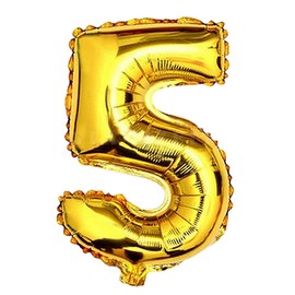 Glanzzeit 32 Inch Gold Foil Balloons Letters A to Z Numbers 0 to 9 Holiday Birthday Wedding Party Decoration (Number 5)