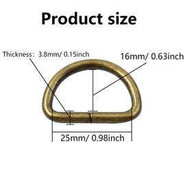 pson 50PCS 1 Inch Welded Strong D Shape Rings, Bronze Heavy Duty D Ring for Key chains Belts Hardware Bags Ring Hand DIY