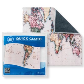 Quick Cloth Microfiber Glasses Cleaning Cloths – 8x8, World Map, 1 Pack with Case | Double-Sided Lens Cleaner for Eyeglasses, Camera, Screens & Glass | Reusable Microfiber Glass Polishing Cloths
