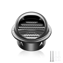 4inch Round Wall Vent Cap, piiyoosnn 304 Stainless Steel Air Vent,Hemispherical Grille Ventilation Cover External Extractor for Outdoor Black Baked Paint proces (4-inch（100mm）Black Paint)