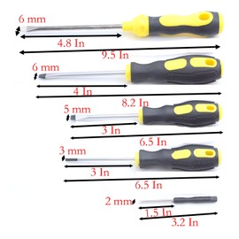 10 Pcs Screwdriver Sets, 5 Pcs Phillips and 5 Pcs Slotted Each 5 Size Chromium Vanadium Steel for Household and Repairing (10)