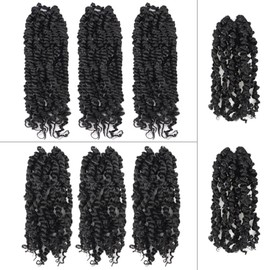 ToyoTress Tiana Passion Twist Hair - Blunt Cut Bob Hairstyle Combo Length Passion Twist Crochet Hair, Pre-Looped Pre-Twisted Synthetic Braiding Hair Extension (1B, 12 Inch-3P+10 Inch-3P+8 Inch-2P)