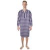 Men's Woven Nightshirt Gown Long Sleeve V-neck Cotton/Poly Front Snaps