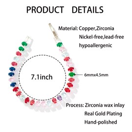 XinPowwo Tennis Bracelet for Women, handcrafted gold-plated cubic zirconia adjustable slider bracelet, girls fashion jewelry gift,Size 7 Inch.