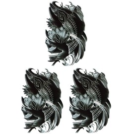 THE FANTASY hb043 Tattoo Sticker Carp Lotus (A5 Size, 3 Pieces), hb043-3