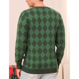 Totatuit Womens Christmas Jumper Festive Reindeer & Snowflake Design Long Sleeve Crew Neck Xmas Pullover Xmas Jumpers for Winter Party F-Green-Man XL