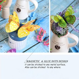 24PCS 3D Butterfly Wall Stickers - Multicolor Removable and Reusable Decor with Magnets and Gum, Perfect for Party Decorations, Home and Event Styling