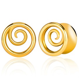 Vankula Ear Tunnel 1 Pair Double Flared Flesh Plugs Spiral Stainless Steel for Men Women Ear Piercing Stretched Jewellery 8 mm to 16 mm, Metal