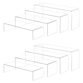 HAKZEON 8Pcs 2 Set Acrylic Display Risers, Transparent Tiered Display Stand, Clear Showcase Product Stand, Shelf Fixture Figures Display for Jewelry, Models, Shoes