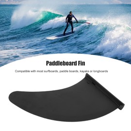 Akozon 11-inch Surf SUP Fin with PVC Fixed Socket Type Black Center Stabilizer Attachment and Paddle for Longboard Surfboard