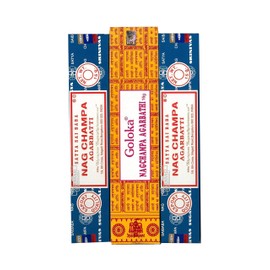 12Babyline Best of Nag Champa Agrabathi 2 x Satya 15 g and 1 x Golka 16 g Incense Sticks in Set