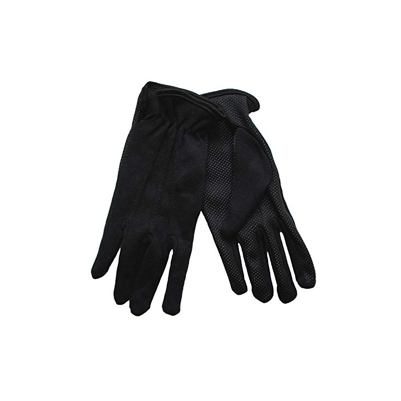 Black Cotton Gloves - Slip Resistant (12 Pairs) (Large)