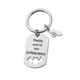 SEIRAA Father's Day Gift You Are My Superhero Keychain Dad Gift from Daughter Bat Keychain (keychain）