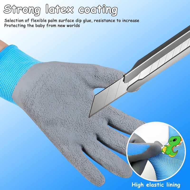 hisptgo Kids Gardening Gloves for Age 3-12, Durable Rubber Coated