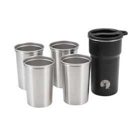 Captain Stag UE-3639 Outdoor Cup, Cup, Tumbler, HD Cup Set, 4+1, 4 Inner Cups, 1 Outer Cup, 9.5 fl oz (280 ml), 16.9 fl oz (480 ml), Stacking, Stainless Steel