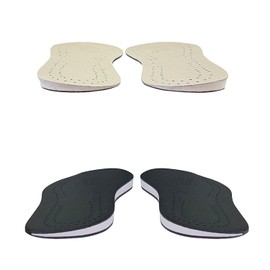 2 Pair Leather O/X Leg Orthopedic Insoles Heel Inserts Lift Shoe Wedge Knee Pads Women and Men Corrective Pronation, Supination (Black,White, 41-42)