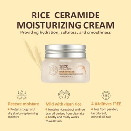 The Face Shop Rice Ceramide Moisturizing Cream | Rich Moisturizer for Long-lasting Smooth Absorbtion without Stickiness | Natural Moisturizer For Whitening & Skin Glowing, 1.69 fl oz, K-Beauty