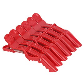 Hairdressing Hair Clamps Crocodile Hair Clip Hairdressing Styling Alligator Sectioning Clamp Hairpins 6PCS Red