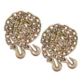 Mytee Products 2 Pack 3/8 Inch x 20 FT Grade 70 Binder Chain with Clevis Grab Hooks - G70 Transport Tow Chain - 6,600 Lbs Working Load Limit