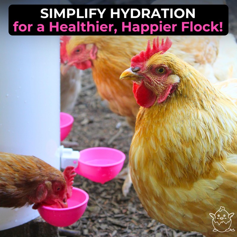 Lil'Clucker - Pink Large Automatic Chicken Waterer Cups Suitable for