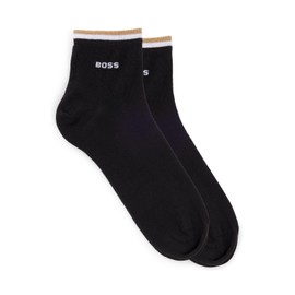 BOSS Mens 2P SH Stripe CC Two Pack Signature Stripe Short Socks, Black 1