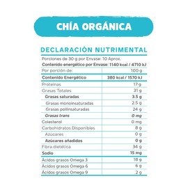 OKKO Semillas de Chía Orgánica, 300 g | Fuente de Omega | Gluten Free | Con fibra dietética | Ideal para dieta Keto, cetogénica