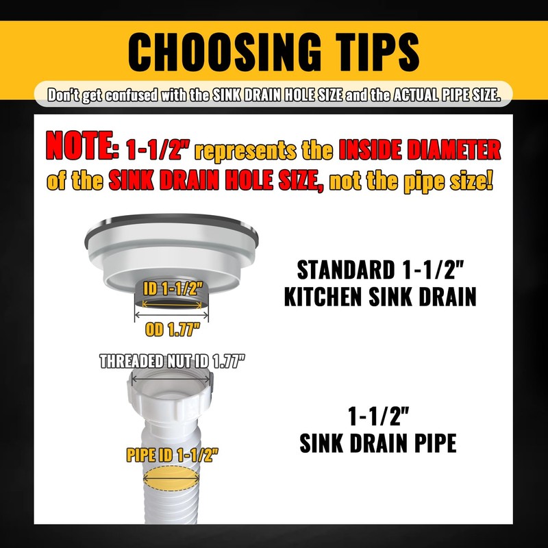 VIVIDA Double Sink Drain Kit, 1-1/2" Flexible Sink P Trap,