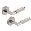 Excel Aura Passage Door Handles on Round Rose, Satin Nickel/Polished