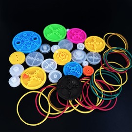 46PCS Belt Pulley Set Plastic Belt Pulley with Rubber Band for RC Car Truck Robot DIY Model Toy Accessories