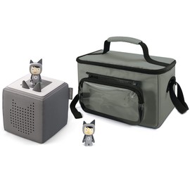 Travel Bag for Tonies Characters and Toniebox, Carrying Case Compatible with Yoto Player and Cards, Holder for Kids Headphones and Accessories, Gifts for Boys, Grey
