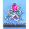 Unbranded Iridescent Rhinestone & Crystal Goldtone Octopus Brooch / Pendant