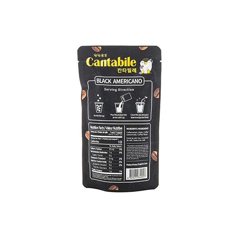 Cantabile Coffee Drink 3 Pouch(190ml, 6.40 FL OZ), 1 Set;