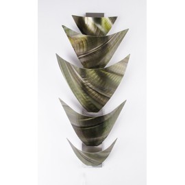 "Aurora Torchiere, Green" Modern Abstract Metal Wall Art Sculpture Green Painting Home Decor
